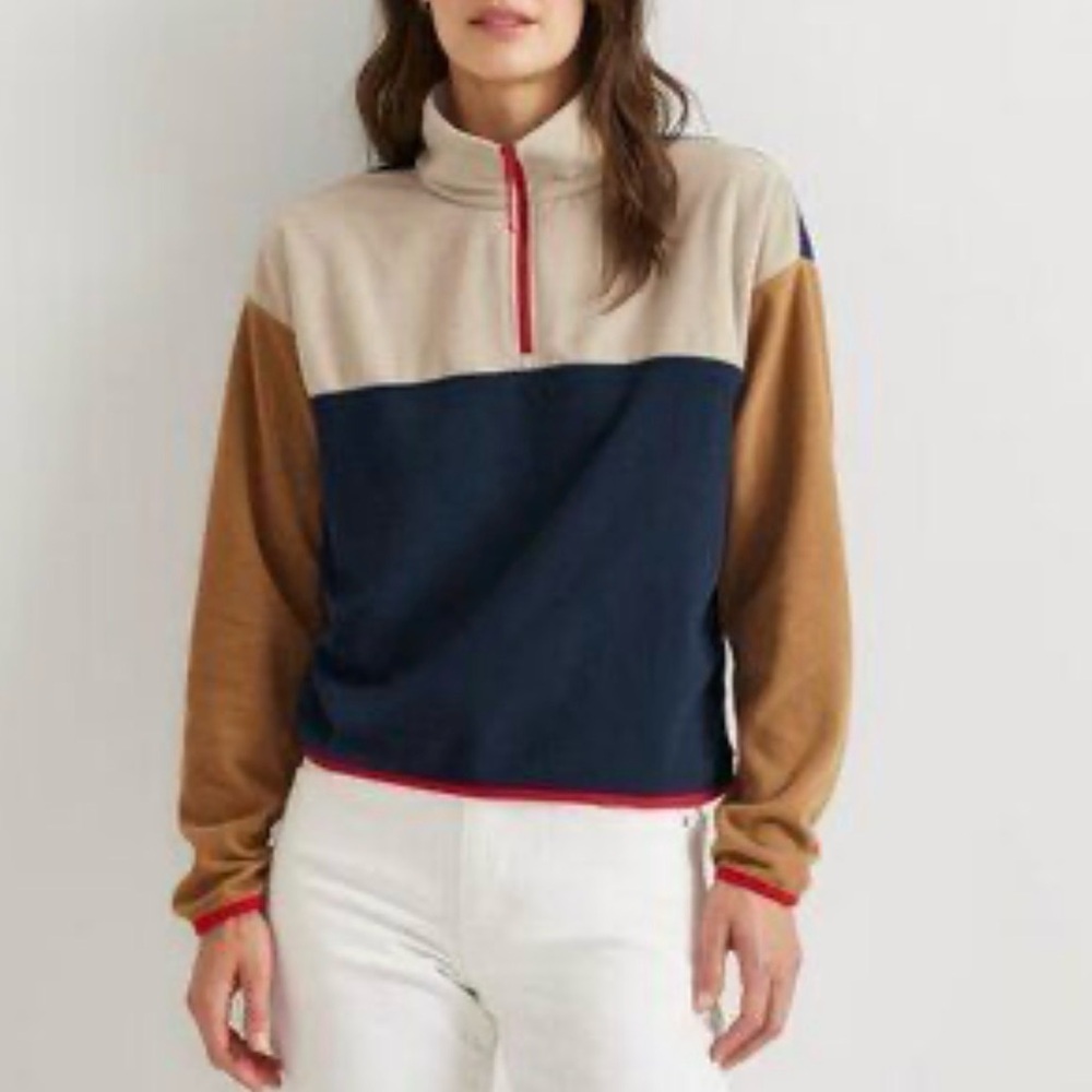 New- Eddie Bauer Colorblock Pullover - Navy, Tan, Cream